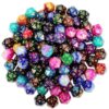 CiaraQ 100pcs D20 Dice Set – 10 Starry Dual-Color Styles (10 of Each)