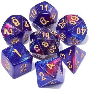 CiaraQ 7pcs Polyhedral Dice Set for Dungeon and Dragons MTG Table Games