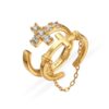 Cicy Bell Cross Rings for Women 18K Gold Plated Stackable Adjustable Rings