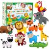 CiyvoLyeen Kids Sewing Kit Crafts - Safari Jungle Animal DIY Felt Crafts for Boys & Girls Art & Craft Set Learn to Sew Toy Animals Gift for Ages 7–12, 10 Cute Projects