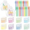 CJiangpo Teacher Sticky Note Set - 24 Pack Composition Book Sticky Note Pads with Ballpoint Pens Ribbons, Cute Memo Pad Stationery Set Thank You Teacher Appreciation Gifts School Office Supplies Party