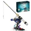 Ckiruv Spinning Reel Fishing Rod Building Set 479PCS Fishing Pole Model Kit with Hand-Crank Reel, 4 Lures & Display Stand, STEM Building Blocks Toy, Desk Decor Gift for Kids, Teens & Fishing Lovers