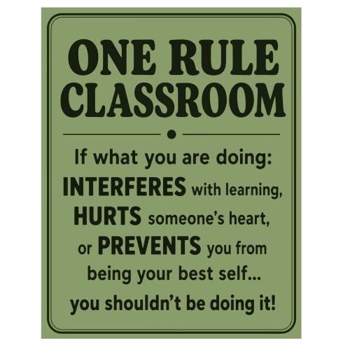 Classroom Decor Wall Art Print, One Rule Classroom Poster With Positive Message, Teacher Wall Decor For Middle And High School Teachers, Classroom Rules Artwork For Student Learning Space, Back To School Decoration ( (8x10 Rule)