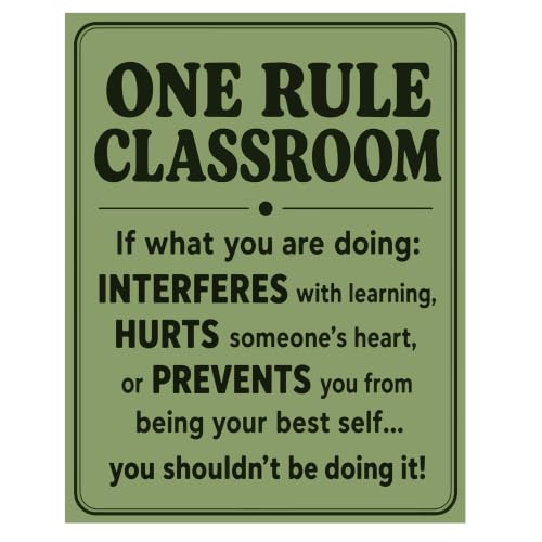 Classroom Decor Wall Art Print, One Rule Classroom Poster With Positive Message, Teacher Wall Decor For Middle And High School Teachers, Classroom Rules Artwork For Student Learning Space, Back To School Decoration(11x14 Rule)