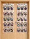 Classroom Headphone Storage Organizer, PVC Clear Pockets w/ Label Stickers