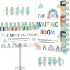 Classroom Management Waiting Room Clip Boho Chart Teacher's Helper Waiting Room Poster with Wooden Number Clips Table Holder for Back to School Elementary Classroom Must Haves Teacher Supplies