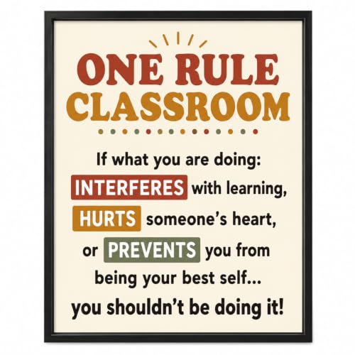 Classroom Signs Wall Art, It Is Okay To Feel Poster for Kids, Social Emotional Learning Decor for School Counselor Office, Calm Down Corner, Teacher Decor for Classroom, Boho Educational Wall Decor (11x14 inches Unframed, One Rule)
