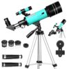 CLAVOLO Telescope 70mm Aperture for Kids & Astronomy Beginners, Travel Telescope with Adjustable Tripod & Phone Adaper, Magnification 20X–200X