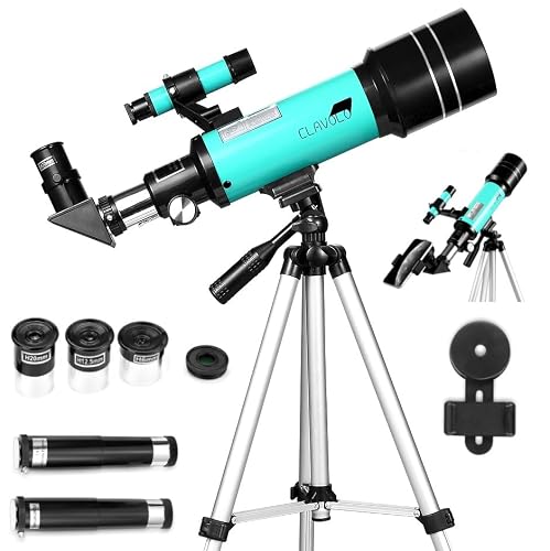 CLAVOLO Telescope 70mm Aperture for Kids & Astronomy Beginners, Travel Telescope with Adjustable Tripod & Phone Adaper, Magnification 20X–200X