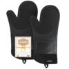 CLCKUMTU Silicone Oven Mitts, 14.2" Extra Long, Heat Resistant, Black