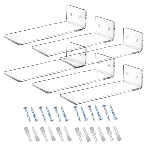 Clear Acrylic Floating Shoe Shelves, Wall Mount Shoe Shelves, Invisible Sneaker Display Shelves, 7.9 in x 3 in x 1.6 in, 20 x 7.6 x 4 cm, Easy to Clean, Sturdy L Shape Platform for Sneaker Wall