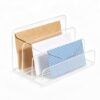 Clear Acrylic Mail Holder Organizer – 3 Compartment Vertical Letter Sorter
