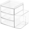 Clear Plastic 3-Drawer Organizer with Side Storage, 7.25" x 6.75" x 5.5", for Desk and Study Use