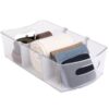 Clear Plastic Closet Organizer Bin with Removable Dividers, Stackable Storage Container