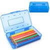Clear Plastic Hard Pencil box Case with Personalized Sticker for Girl Boy
