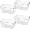 Clear Plastic Storage Bins, Pantry Organizers and Storage Containers Fridge Organizer Bins for Organizing Kitchen Cabinet Organizer Bin Bathroom Freezer Refrigerator Organization