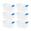 Clear Plastic Storage Bins with Lids, 4.3 Qt., Latching Totes, 6 Pack