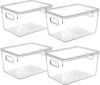 Clear Plastic Storage Bins with Lids, Perfect for Kitchen Organization or Pantry Organization and Storage, Stackable Fridge Organizer Bins, Storage Containers for Organizing, Cabinet Organizers