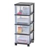 Clear Plastic Storage Drawers Cabinet with Black Frame