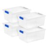 Clear Storage Bin With Lids,12 Qt, Stackable Organizer Box With Blue Latch, Durable Plastic Container for Bedroom Office Supplies