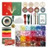 CLKINN Christmas Wax Seal Kit, 600 Beads, 24 Colors, 4 Brass Stamp Heads