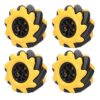 Cloimei Mecanum Wheel OmniDirectional Smart Robot Car Parts High Precision 60mm ABS Rubber Wheels for DIY Robotics Projects TT Motors Black Yellow (Two Pairs)
