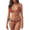 Close-up of a Dog's Head with a Solid Background Women Halter Triangle Bikini Set Black
