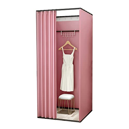 Clothing Store Fitting Room Square Dressing Room, Office Shopping Mall Fitting Room, Function to Better Protect Privacy Movable, Easy to Assemble and Disassemble Privacy Tent (Pink 100 x 100 x 200 cm)