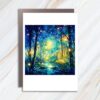 CMATRIX Enchanted Forest Fireflies Blank Greeting Card Magical Woodland Scene Nature Lover Card Watercolor Art Card For Any Occasion