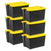 CNEIESD Storage Bins 60 Qt Stackable with Lids 6 Pack for Garage Basemen
