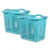 CNEIESD Teal Laundry Basket Set of 2 with Silver Handles, 2 Bushel