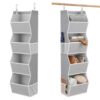 coastal rose Hanging Closet Organizer 4-Shelf Wide Trapezoid, Grey
