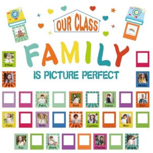 COCHIE Boho Classroom Bulletin Board Decor Set of 56, Classroom Door Decor, Our Class is a Family Picture Bulletin Board Decoration, Back to School Decorations Teacher Must Haves (Bright)