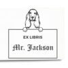 Cocker Spaniel Peeking Ex Libris Book Stamp, Duo Hand Mount, 1-5/8 Square