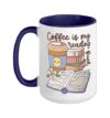 Coffee Is My Reading Fuel Book Lover Bookworm Reader Ceramic Mug, Dark Blue/White, 15oz