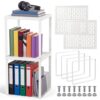 Colarr 2 Pcs Locker Organizer Shelf Stackable 2-Tier Shelves Fits Standard Size School Lockers Heavy Duty Metal Locker Shelf for School Office Gym Lockers Home Storage 11x 10 x 12 Inch(White)