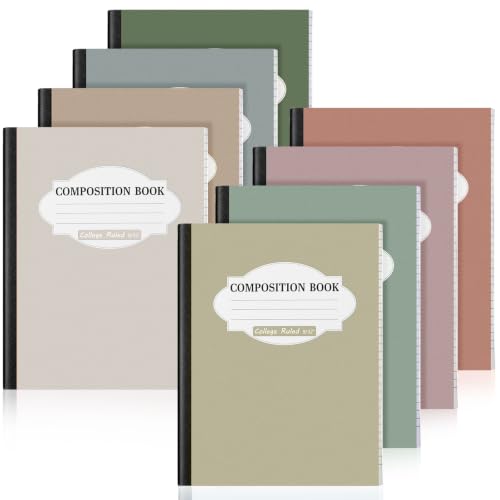 Colarr 8 Pack College Ruled Composition Notebook 9.75 x 7.5 Inch Hard Cover Paper Composition Books Assorted Fun Colors Office Back to School Supplies, Hard Cover, Sturdy Sewn Binding (Soft Colors)