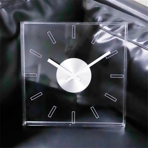 Colored Acrylic Square Decorative Wall Clock Transparent White 30x30x3CM