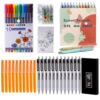 Colored Black Ink Gel Pens & Fineliner Pens Set,0.35 0.38 0.5 0.7mm Point