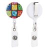 Colorful Buttons Sturdy Badge Reel, ID Badge Holder Clip