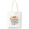 Colorful Doggie Canvas Tote Bag for Women, Large Capacity Shoulder Handbag