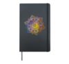 Colorful Floral Mandala Sacred Fractal Geometry Good Vibe Hardcover Journal, Black