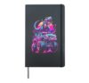 Colorful T Rex Dinosaur Monster Truck Retro Mud Racing Hardcover Journal, Black