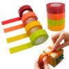 Color Packing Tape Rolls Small 8 Rolls, Colored Adhesive Tapes Sealing Tape, Colored Stationery Tape, Strong Adhesive for Arts Home Office Teachers Students Classroom