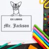 Colorpoint Shorthair Cat Peeking Ex Libris Book Stamp, Duo Hand Mount