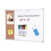 Combination Whiteboard Cork Bulletin Board, 24"x18", White Bulletin Board