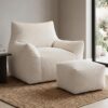 Comeon Bean Bag Chair with Armrests and Ottoman Fluffy Cloud Boneless Sofa