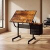 ComeWay 1500 Pieces Jigsaw Puzzle Metal Table Board with 2 Drawers, Black