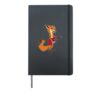 Comic fox playing electric guitar Hardcover Journal, Black