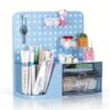Comix Desk Organizer with 2 Drawer, Blue 360° Rotating Pen Holder for Desk